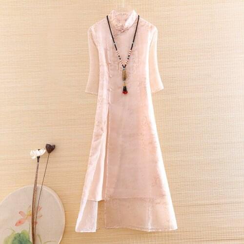 Hi-end Spring Summer 2020 Women Cheongsam Dress Embroidery Slim Elegant Lady Chinese Style A-line Party Qiapo Dress S-XXL