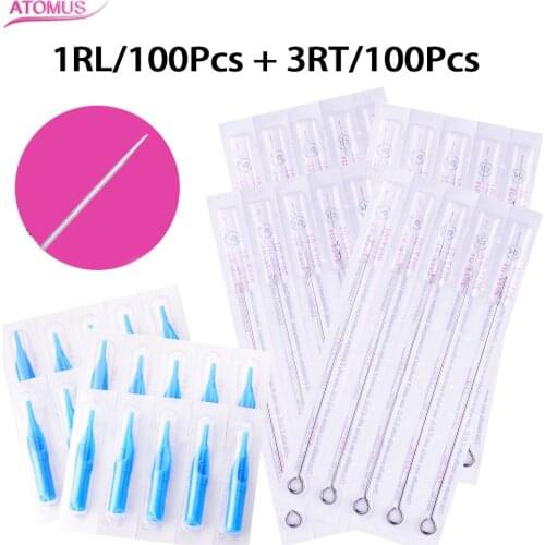 1rl Tattoo Needles 3rt Tube Nozzle Caps Suplies Agujas Tatuaje Material Agulha De Tatuagem Naalden Botas Magnum Permanent Makeup