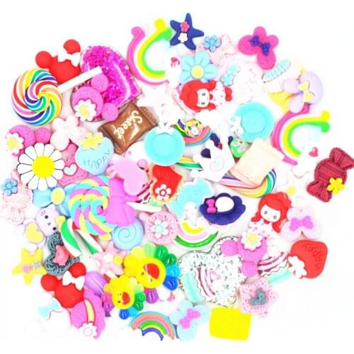 100PCS Resin Flatback DIY Scrapbooking Crafting Miniatures|Mixed Candy Sweets Shapes Slime Charms|Slime Crafting Materials