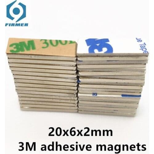 3M Rectangular magnet 20x6x2 40x20x2 50x6x1.5 12x12x1 20x10x1 20x10x5 20x10x3 20x10x2mm+3m adhesive magnet N35 NdFeB magnet