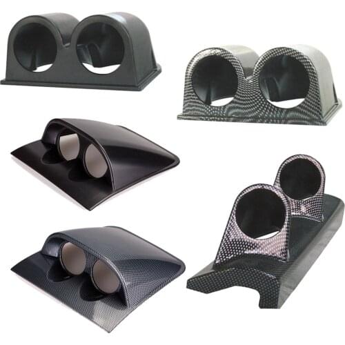 52MM Car Gauge Pod Holders Universal Black Double Car Meters Holder for 2 Inch Racing Gauges Car Carbon Fiber Gauge Cup Holder