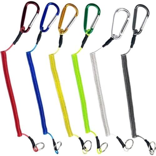 6pcs Fishing Coiled Lanyard Heavy Duty Safety Boating Rope Retractable Wire Fishing Tools Lanyards