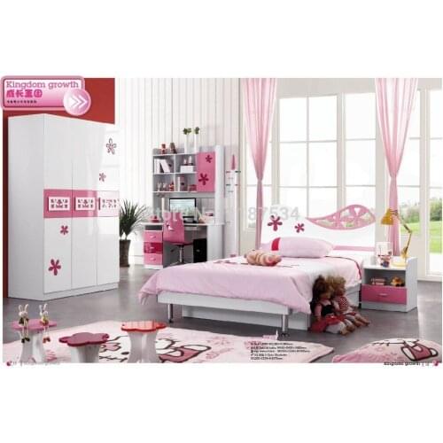 9038 Modern home furniture children bedroom furniture set wooden bed wardrobe desk chair bedside cabinet