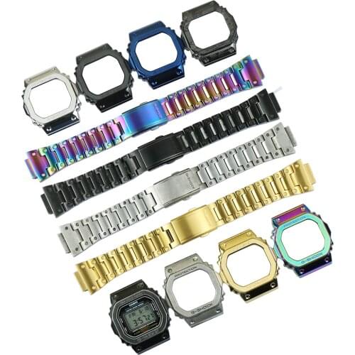 Stainless steel strap case mens Watch accessories for Casio G-shock DW5600 5610 GW5600E DW GW5000 DW5035 Wristband Watchbands