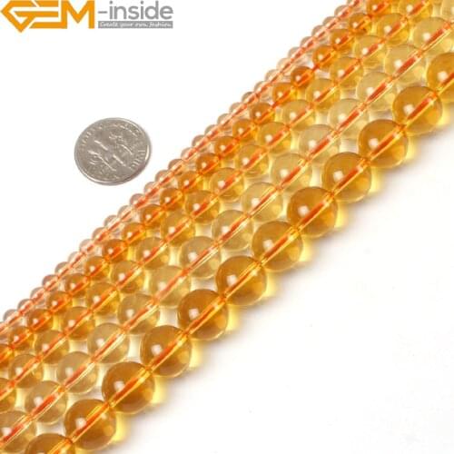 Gem-inside Yellow Citrines Clear Crystal Quartzs Tiny Small Spacer Seed Beads For Jewelry Making 2-14mm 15inches DIY Jewellery