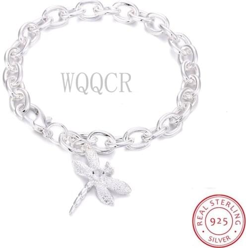 Dragonfly pendant bracelet jewelry 925 sterling silver ladies gift new summer new bohemian link chain jewelry