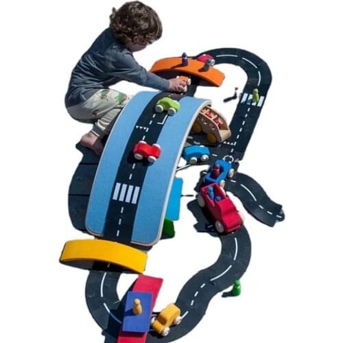 Children road building motorway toy car traffic roadway flexible PVC Puzzles Track Play Set DIY universal accessories game scene