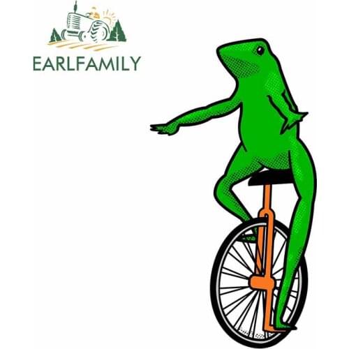 EARLFAMILY 13cm x .71cm for Boi Unicycle Frog Scratch-Proof Car Stickers Motorcycle Decal Refrigerator Cartoon Car Assessoires