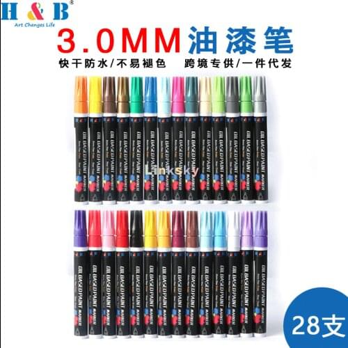 H&B 28 pcs Paint Markers on Almost Anything Never Fade Quick Dry and Permanent, Oil-Based Waterproof Paint Marker Pen Set
