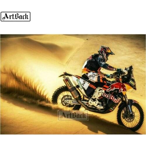 Full square 5d diy diamond painting desert motorcycle landscape sticker diamond mosaic 3d diamond embroidery home decoration
