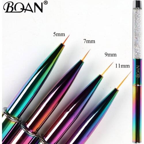 BQAN 1 PCS 5mm/7mm/9mm Colorful Handle Drawing Brush Liner Brush Painting Pen Gel Polish Crystal Nail Art Manicure Tools