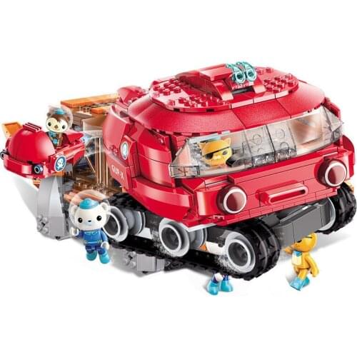 395Pcs Building Blocks 3707 Submarine Small Column Crab Boats Childrens Small Particles Assembling and Inserting Toy Gifts