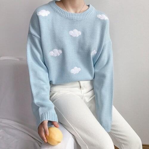 Hot Sale Retro College Style Sweater Loose Cloud Layer Sweater Women Autumn and Winter Cute Loose Harajuku Clothing Top