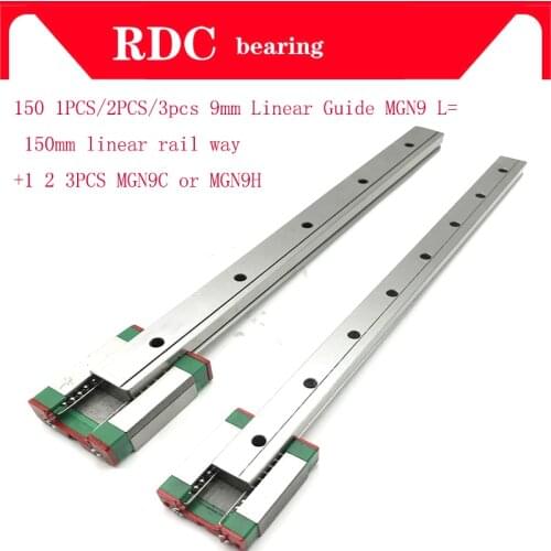 150 1PCS/2PCS/3pcs 9mm Linear Guide MGN9 L= 150mm linear rail way +1 2 3PCS MGN9C or MGN9H Long linear carriage for CNC XYZ Axis