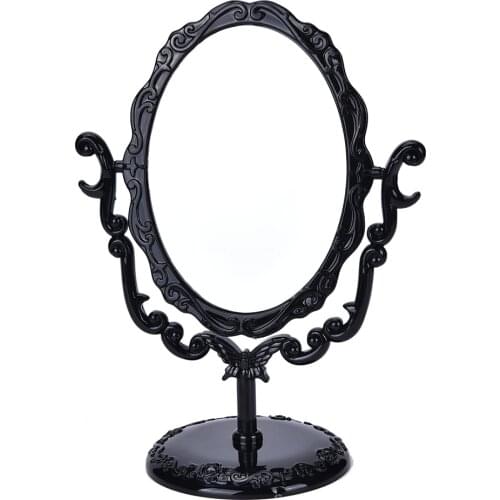 Makeup Desktop Rotatable Gothic Small Size Black Butterfly Rose Stand Compact Mirror