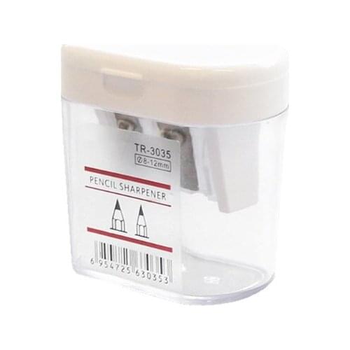 Cute Clear Round Pencil Sharpener Portable Pencil Sharpener Dual Holes Square-shaped Sharpener with Lid Gift For Kids