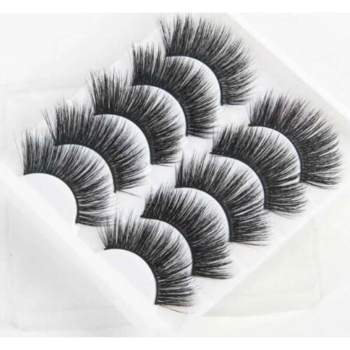 5 Pairs Black Cross False Eyelashes Long Wispy False Eyelashes Full Strip Lashes Handmade 3D Natural Eye Makeup Tools Hand Made