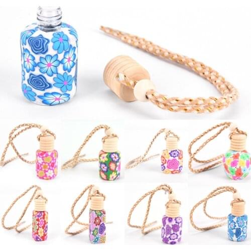 New Floral Art Printed Hanging Car Air Freshener Perfume Diffuser Fragrance Bottle