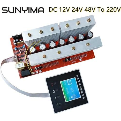 SUNYIMA Pure Sine Wave Frequency Inverter Board DC12 24V 48V To 220V High-power LCD Display Circuit Main Model inverters For DIY