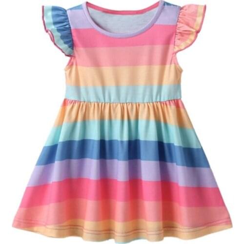 Baby Girl Dress Sleeveless Rainbow Dress Toddler Kids Princess Dress Cute Summer Striped Dress New