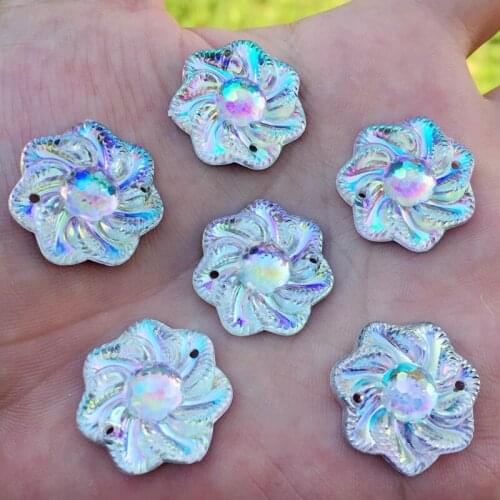 12PCS Clear AB colors flower design acrylic rhinestone Art Rhinestones for DIY crystal strass -Z190