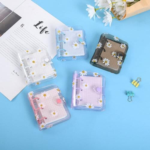Yiwi PVC Transparent Chrysanthemum Mini Loose- Leaf Notebooks 3 Holes Dairy Paper Refills Spiral Binder Planner Cute Pager