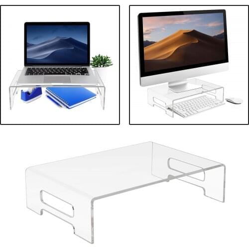 Clear Monitor Stand Platform Laptop Printer Riser Bed Tray Home Office