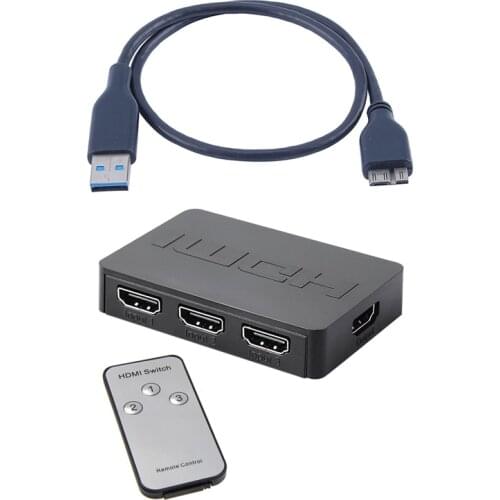 3X1 Hdmi Splitter 3 Port Hub Box Auto Switch 3 in 1 Out Switcher 1080P Hd 1.4 with USB 3.0 Cable USB3.0 HDD Data Cable a Male to