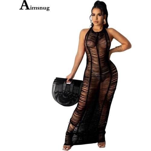 Sexy Women Cover Up 2021 Summer Beach Dresses Sleeveless Transparent Swimwear Long Maxi Cover-up Dress Tunic Robe Femme Clothes