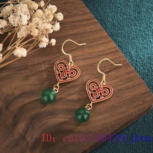 Green Jade Bead Earrings Gemstone Chalcedony Jewelry Natural 925 Silver Fashion Women Gifts Zircon Amulet Crystal