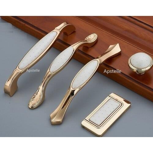 Folding Nordic Style Door Furniture Knob Gold Ivory White Cabinet Kitchen Hardware Zinc Alloy Crystal Cupboard Drawer Pull