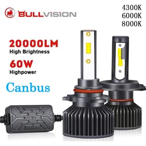 2PCS H7 LED Headlights Super Bright CSP Chips Bulb H8 H9 H1 H11 9004 9005 HB3 9006 HB4 9007 H4 H13 9012 12000LM Car Fog Light KQ