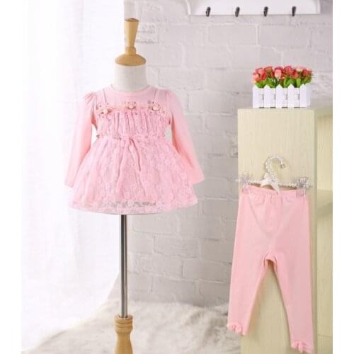 Top Quality Baby Girl Dress Autumn 1 Year Birthday Wedding Party Clothes Dresse with Pants 2pcs/set Baby Girl Christening Gowns