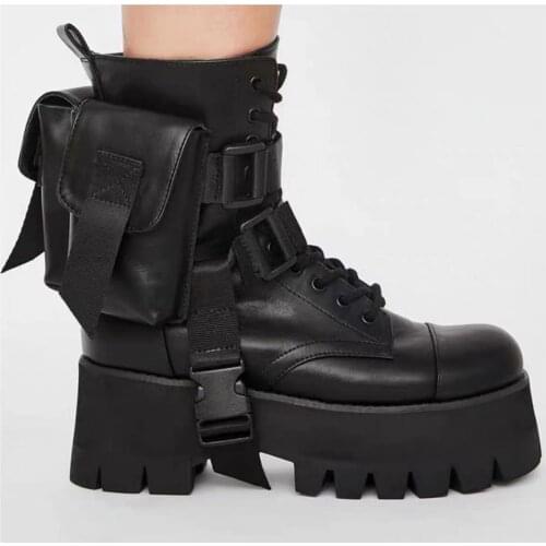 2021 Spring Shoes Woman Thick Bottom Leisure Short Boots Personalized Bag Ankle Boots British Style Platform Motorcycle Boots