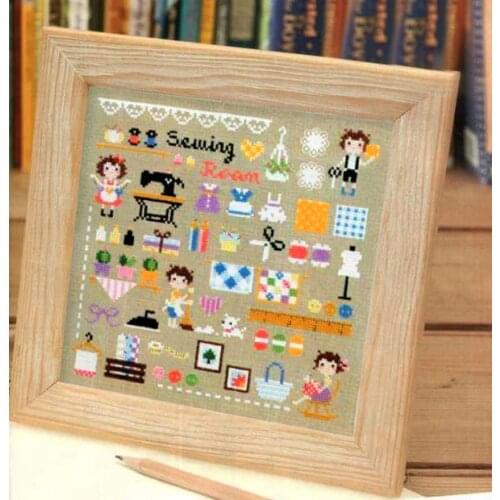 Gold Collection Lovely Counted Cross Stitch Kit Sewing Atelier Room Workshop Tailors Shop SO