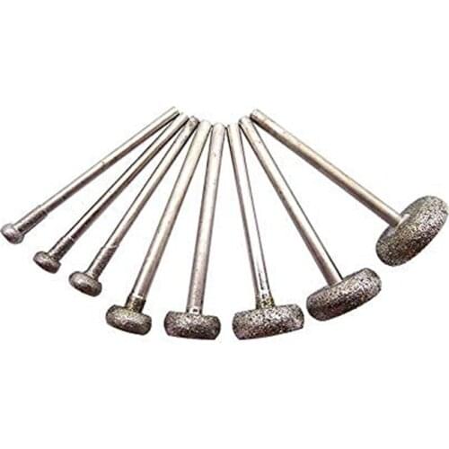 10Pcs Diamond Grind Needle Head Cutter Jade Carve Precision Engrave Rotary Spherical Burr Carving Tool Shank Burrs 2.35-3mmShank