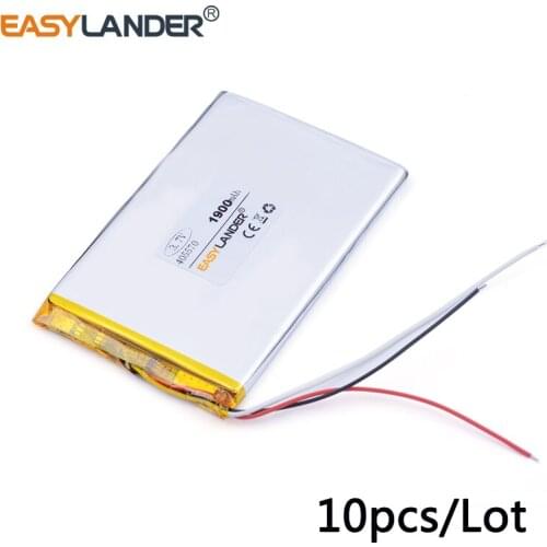 10pcs /Lot 3.7v lithium Li ion polymer rechargeable battery 3-wire 405570 1900MAH GPS Tablet PC Digital Products andorid phone