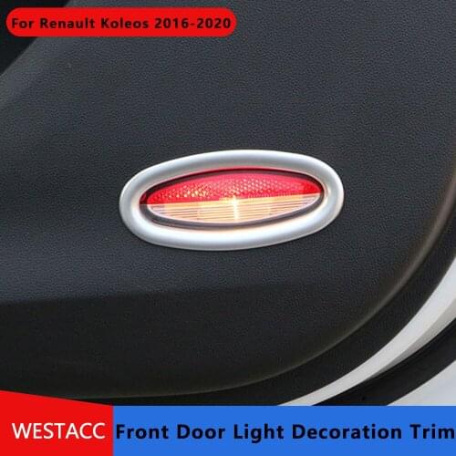 For Renault Koleos 2016 -2020 2PCs Car Front Door Light Lamp Trim Decoration Sticker Frame Cover Interior Accessories
