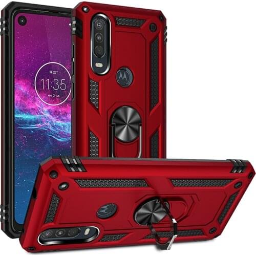 2021 for Moto One Vision Case Motorola Moto One Vision Bumper Military Armor Shockproof Magnet Car Holder Ring Case Cover Fundas