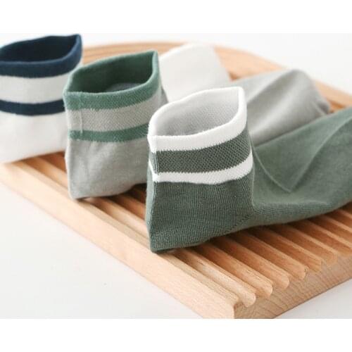 3 Pairs/Lot Mens Socks Comfortable and Breathable Cotton Sports Socks Striped Style Male Boat Socks Spring/Summer Short Socks