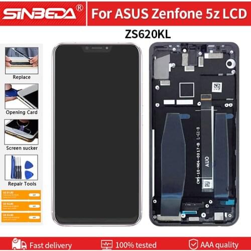 6.2" Original For Asus Zenfone 5z ZS620KL LCD Display Touch Screen With Frame Digitizer Assembly For ASUS Zenfone S620KL LCD