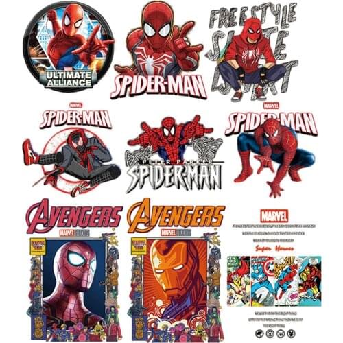 Disney Appliques Marvel anime superhero spiderman Cartoon Patches for Clothing Iron on Patch Eco-Friendly Clothes Heat Transfer
