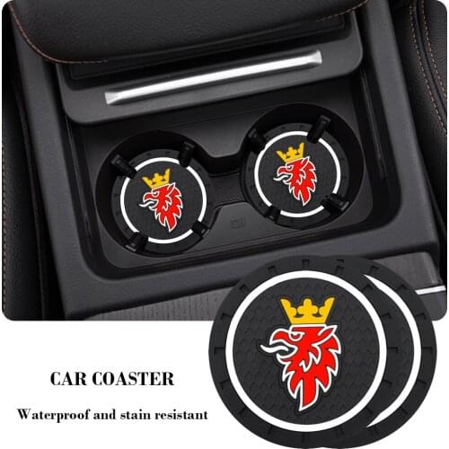 2Pcs Car Accessories Coaster Interior Decoration Non-Slip Silicone Mat Water Coaste for SAAB 9-3 9-5 93 99 9-X Auto Accessories