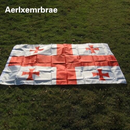 Free Shipping Georgia flag 90*150cm Georgia Polyester Hanging Flag and Bannes 2 Sides Printed Home flag