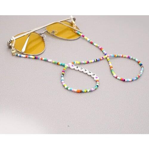 Colorful Beaded Glasses Chain Handmade Anti Slip Sunglasses Lanyard Eyewear Decorative Fashion Reading Glasses Chains