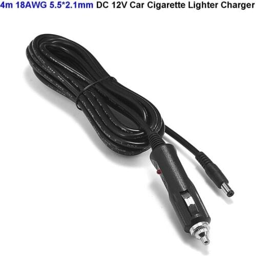DC 12-24V 5.5 x 2.1mm Car Charger Cigarette Lighter Power Adapter 18AWG 4m Cable For LED Lighting Automobile Massage Cushion