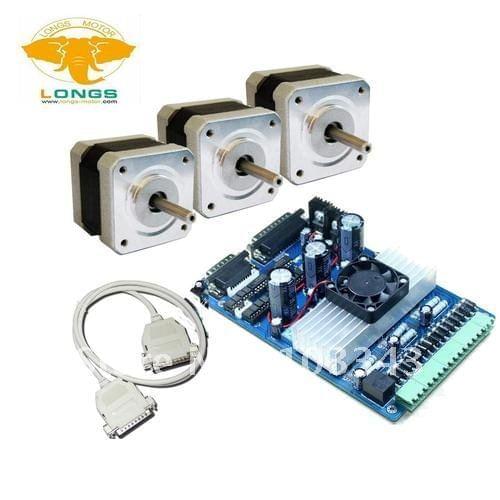 HOT SALES 3Nema17 Stepper Motor 68 oz-in+3axis stepper motor driver board controller TB6560 CNC kit longs motor