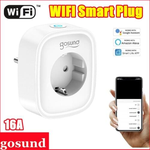 Gosund Tuya Smart Plug 16A WiFi EU Socket Via Smart Life APP Remote Control Smart Home Appliances Work For Alexa Google Home