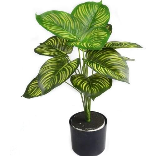 Artificial Green Plant Silk Green radish Leaves for Home Wedding Table Decoration Fake Bonsai Accessories 1 Bouquet/12 leaves