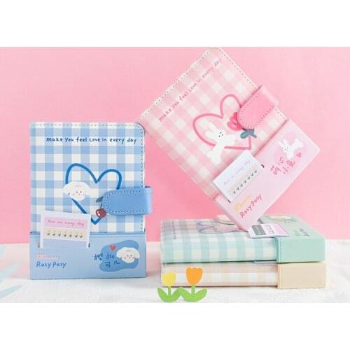 Kawaii Notebook PU Leather Magnetic Buckle Multi Specification Color Page Hand Cute Note Book With Calendar Sticker A6 Diary